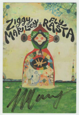 Ziggy Marley signed  Fly Rasta'' CD Postcard Insert autographed Rasta