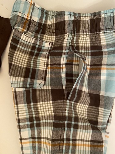 NWT Boys 5 Gymboree “SURF LEGEND” Cotton Turq/Brown PLAID CARGO SHORTS & TOP Set - Picture 4 of 5