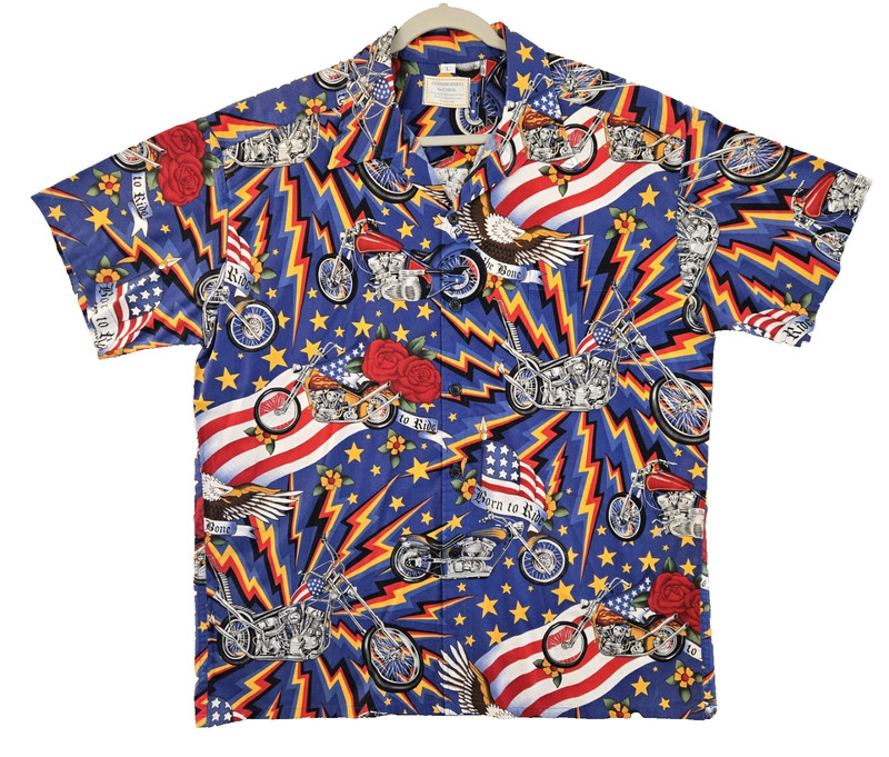 Custom Shirts by Carol Men's Large Pre-Shrunk Cotton USA Motorcycles Patriotic