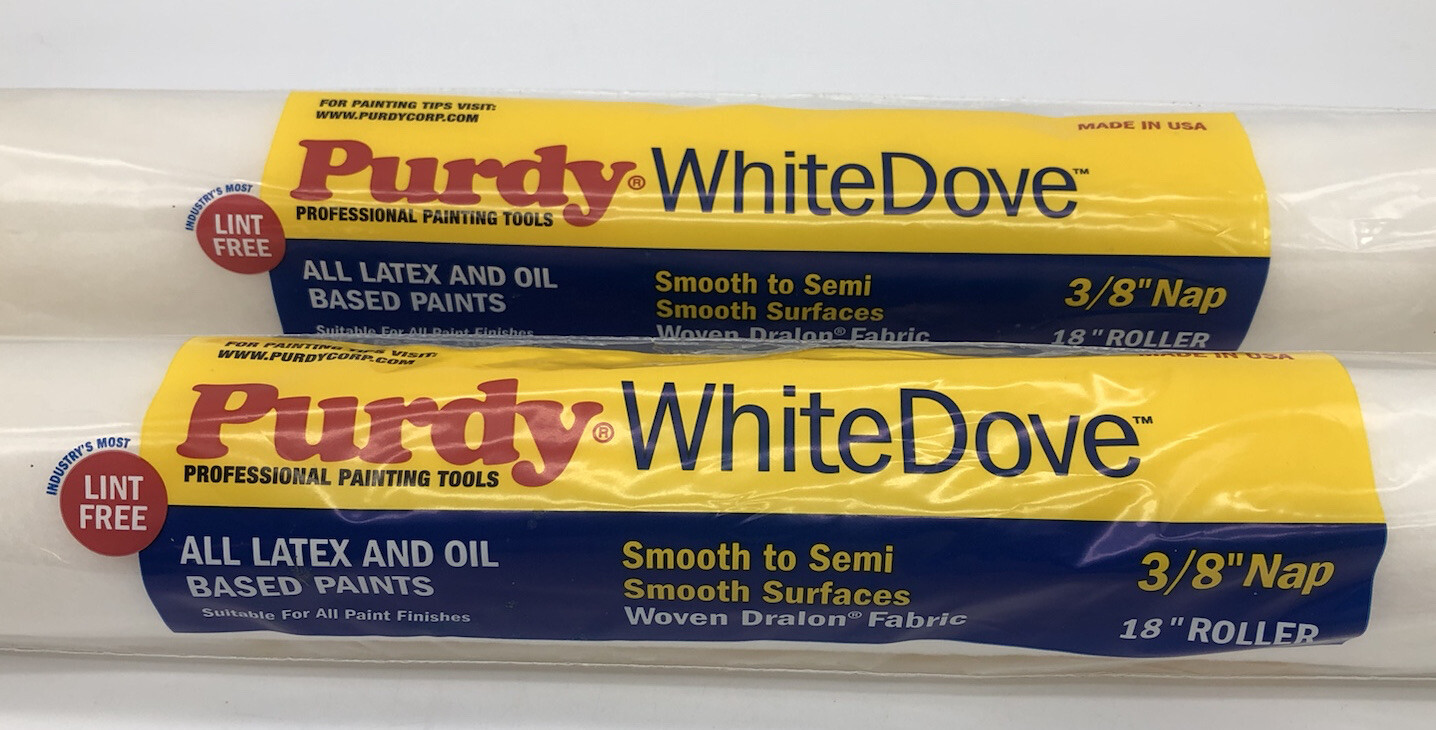 Lot 2 Purdy White Dove Paint Roller Cover 3/8" Thick Nap 18" 140670182