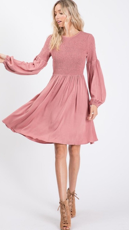 mauve midi dress with sleeves Women's Beaded Batwing Georgette Midi Dress, Mauve