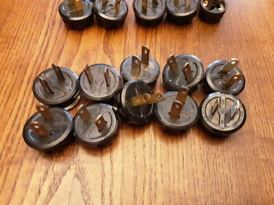 Vintage Amphenol 2 Prong chassis mount plug Raised cup 125V 15A Used 10pc