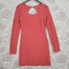 Free People Lace Red Long Sleeve Cut out Back Mini Dress Size S