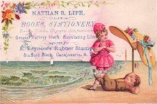 CHILDREN On NATHAN R. LIPE, STATIONERY Of CANAJOHARIE, NY Victorian Trade Card