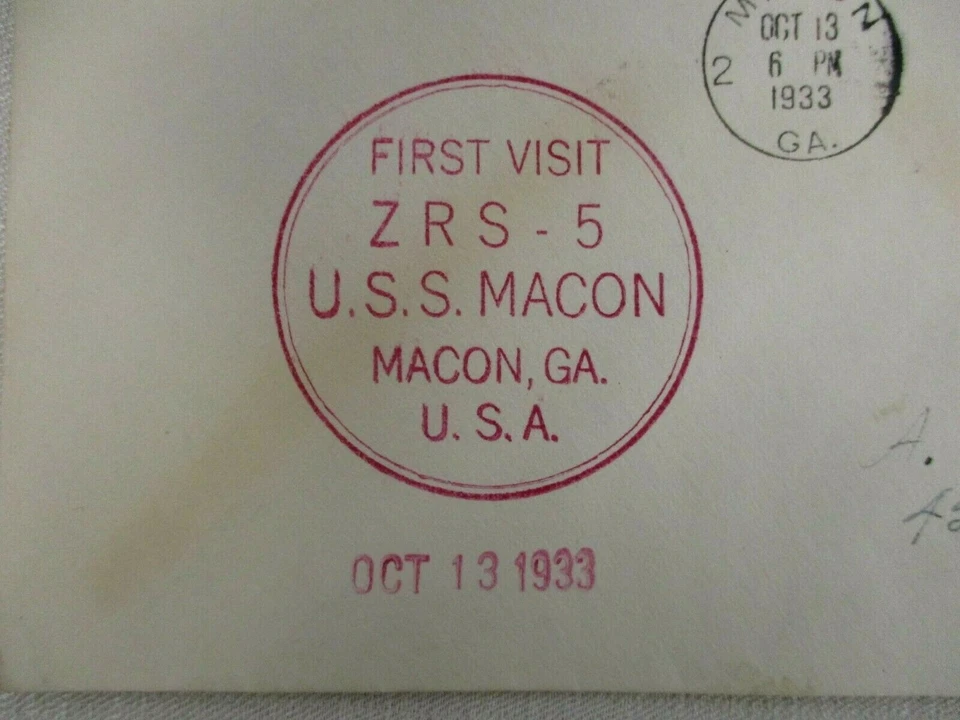 OCT 13 1933 FIRST VISIT ZRS-5 USS MACON ZEPPELIN MACON GA NRA STAMPS COVER - Image 2 of 3