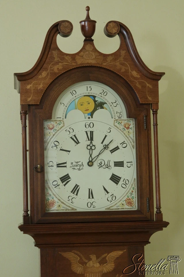 50979EC: COLONIAL Joseph Doll Henry Ford Reloj Abuelo Caoba con Incrustaciones Foto 2 de 4