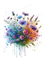 Digital Image Picture Wallpaper Background Wildflowers watercolor painting style