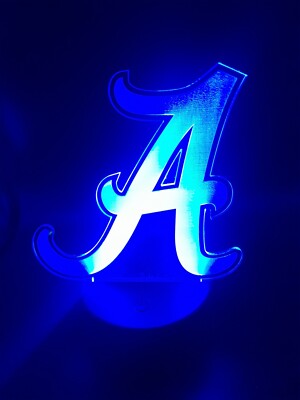 Edge Lit Tabletop Sign, Multi-Colored LED, University of Alabama, Night ...