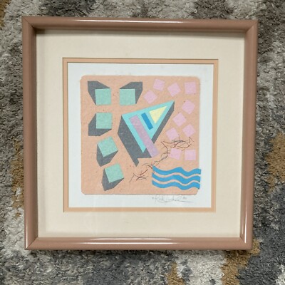 Original 1986 RICK TUNKEL Postmodern Collage Abstract Paper Fiber Art, Signed