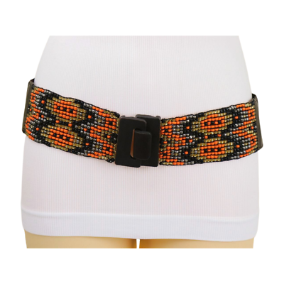 8727 Bohemian Women Belts Handmade Beads Ethnic Statement Wide Elastic Body idealway Bohemian Shell Women Belt Wide Stretch Elastic  main image 4