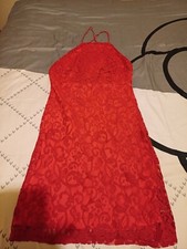 Size 8 Prettylittlething Laced Lined X Neck Dress