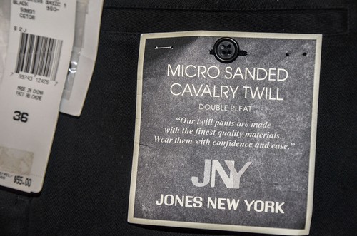 New Men's JONES NEW YORK Black Pants 100%Cotton Size: 36W 32L - Picture 2 of 3