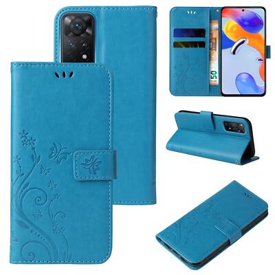 Handy Tasche für Xiaomi Redmi Note 11 Pro 4G  / 5G  Handyhülle Blumen Buch Blau