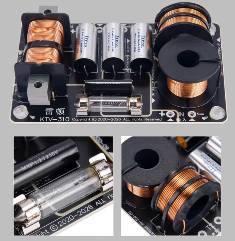 500W 2Way 3Unit Dual Tweeter One Bass Speaker Frequency Divider Crossover Filter - Image 3 of 4