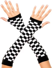 Music Legs Checker Board Arm Warmers.- Black/White