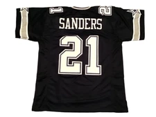 UNSIGNED CUSTOM Sewn Stitched Deion Sanders Blue Jersey - M, L, XL, 2XL, 3XL