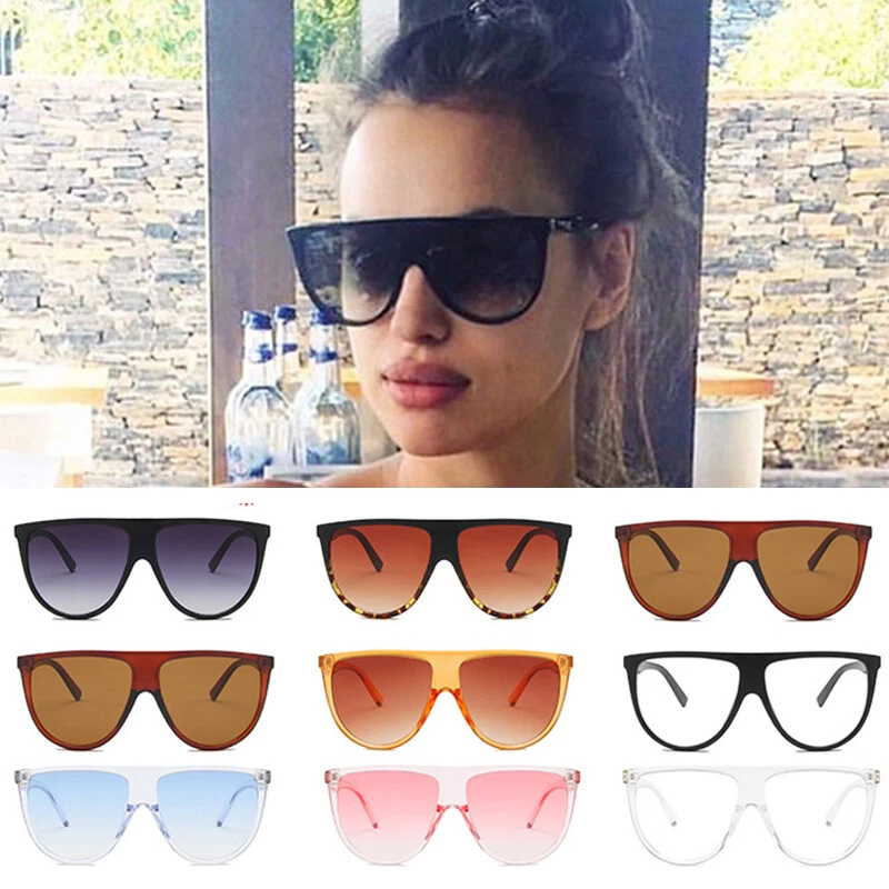 Oversized Black Flat Top Large Shield Fashion Sunglasses Women Men UV400 Glasses