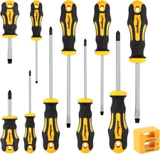 11-Pieces Screwdriver Set, Magnetic 5 Phillips and 5 Flat Head Tips for Fastenin