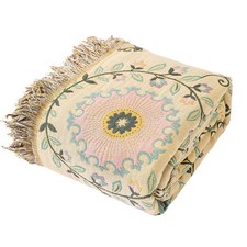 Boho Throw Blanket 80"x90" - 100 Cotton Ultra Soft Rustic Quilt, Green Flora...