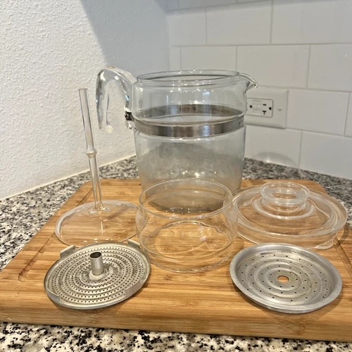 Vintage 7759 B Pyrex 9 Cup Glass Percolator Coffee Pot Flame Ware Complete Set