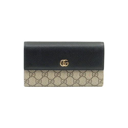 Portefeuille Gucci Supreme toile cuir noir GG Marmont / 456116