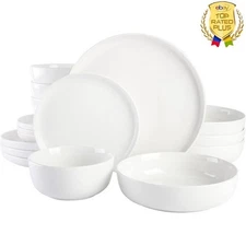 Porcelain Chip and Scratch Resistant Dinnerware Set Service for 4 Plates Bowls