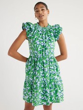 Scoop Women's Flutter Sleeve Swing Dress, Size XL Green --A24--