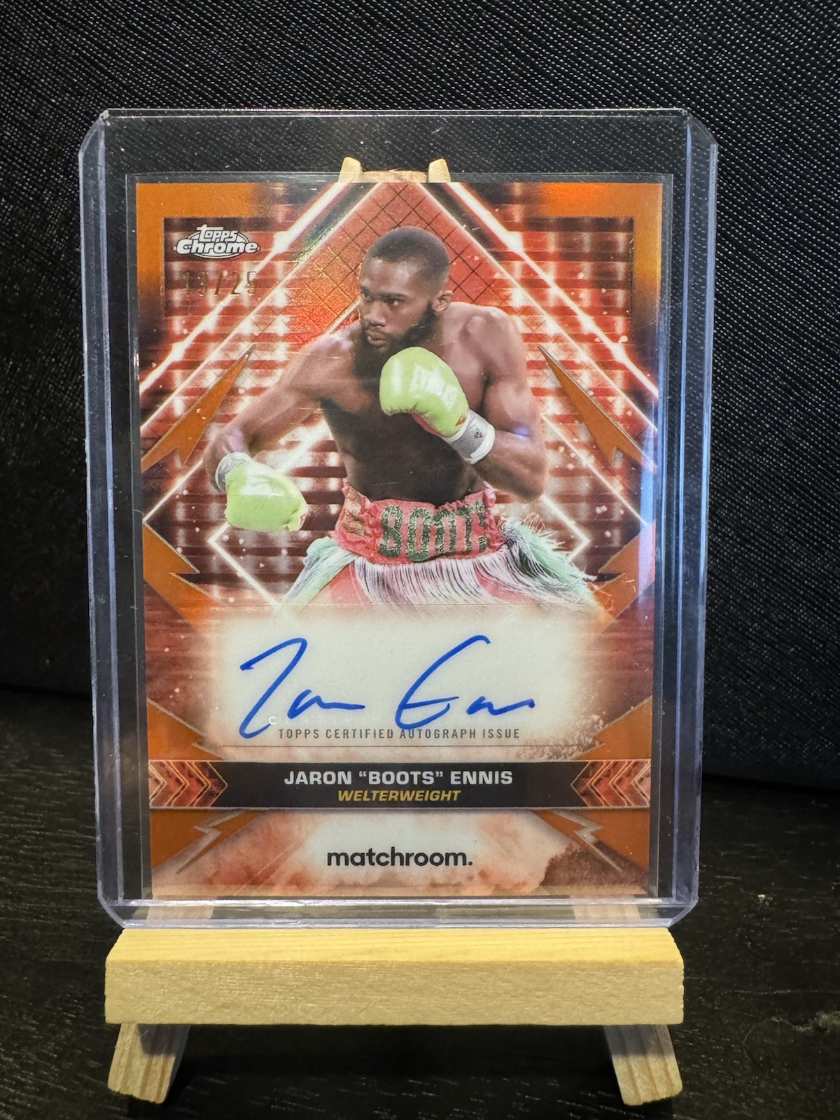2024 Topps Chrome Boxing Championship Auto Jaron Boots Ennis Orange 13/25