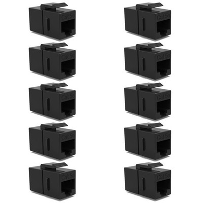 10Pcs Cat5E RJ45 Ethernet LAN Network Keystone Jack Coupler Snap In Insert Black