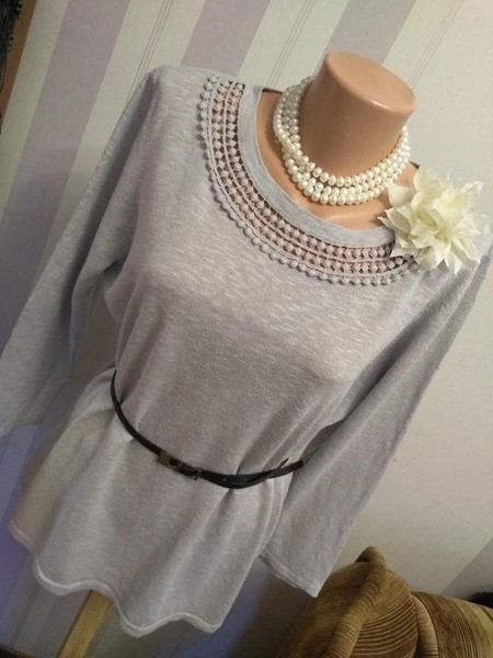 Women Laura Ashley Shirt Grey Linen 40 / L / 48
