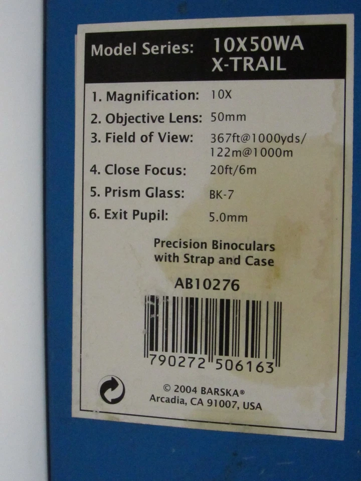 Barska Binoculars 10X50WA X-Trail 10x magnification AB10276 Box Case Strap - Image 2 of 4