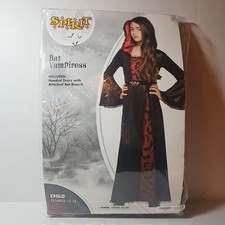 Spirit Halloween Kids Bat Vampiress Costume Girls L Goth Maxi Hooded Cape Brooch