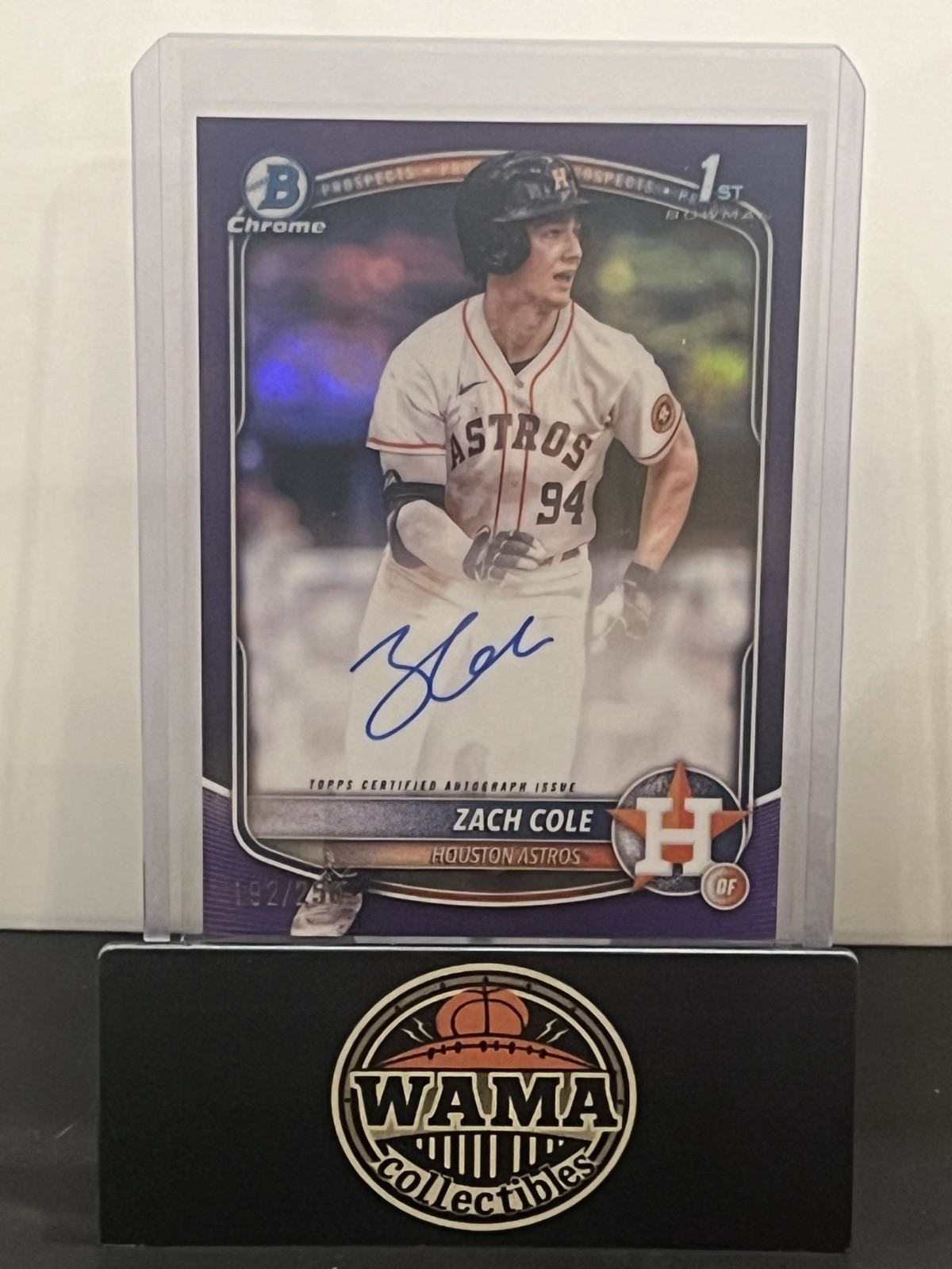 2025 Bowman Chrome Zach Cole 1st Bowman Auto Purple Refractor /250 Astros