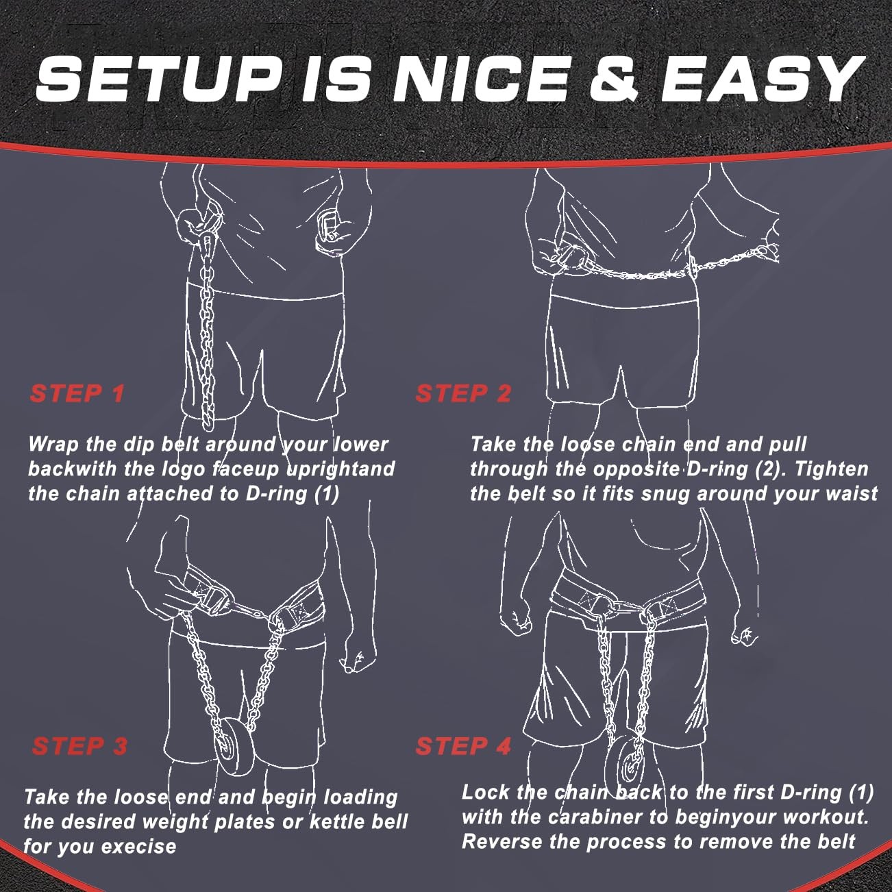 Dip Belt With Chain Weighted Belt for Pullups - Heavy Duty Dip Belt with Chai...