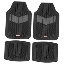 DualFlex Rubber Car Floor Mats All Weather Waterproof 4-Piece Sporty Two Gray