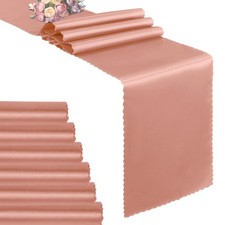 6 Pack Satin Table Runners - 12 x 108 Inches Long Rose Gold Table Runner Deco...