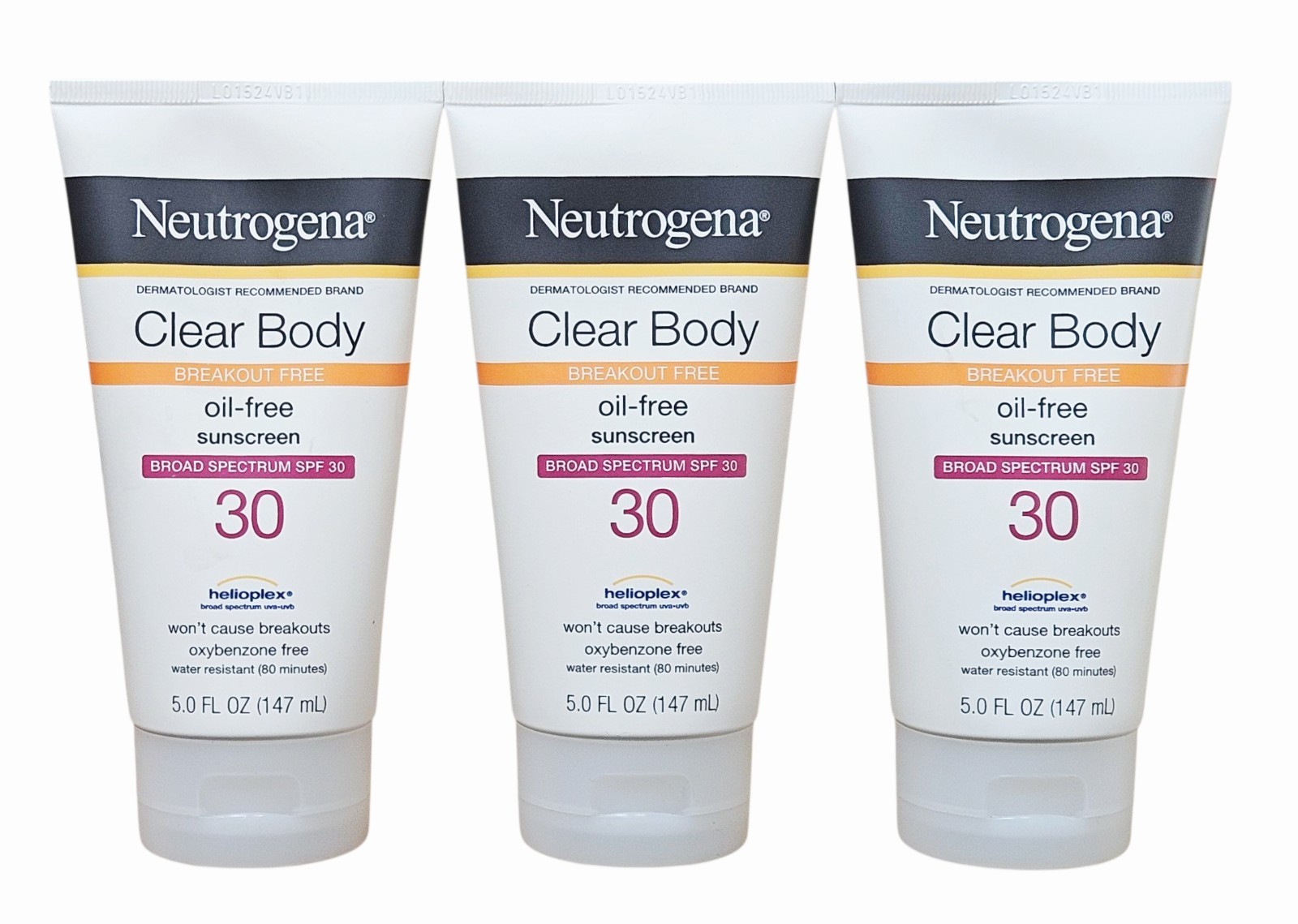 3 - Neutrogena Clear Body Oil-Free Sunscreen SPF 30 5 Oz  Ea