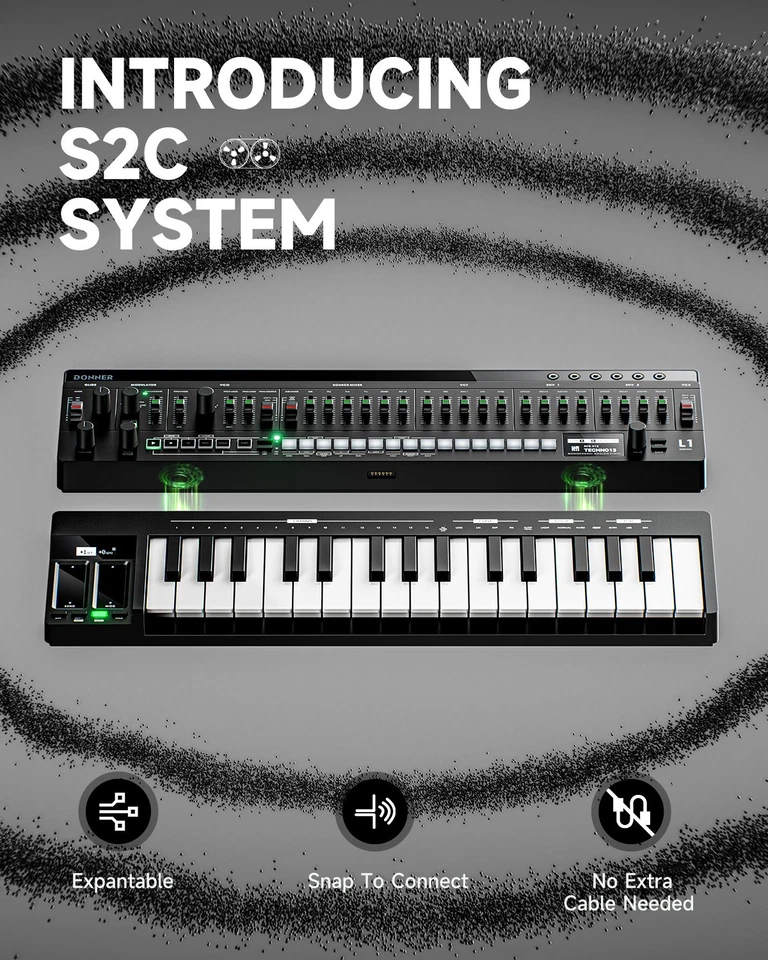 Donner ESSENTIAL L1 Synthesizer 64-Step Sequencer S2C Magnetic Modular System - Image 4 of 4