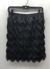 Ann Taylor Women's Black Tiered Fringe Mini Skirt Elastic Waist Sz 4 — photo 2
