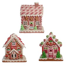 Kurt Adler LED Candy Frosted Gingerbread Houses Sweep Shop GBJ0056