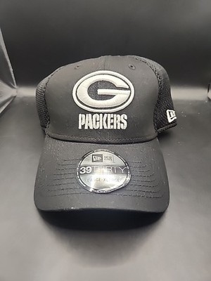 Green Bay Packers New Era 39THIRTY Neo Hex Mesh Stretch Fit Hat Black NFL NWT