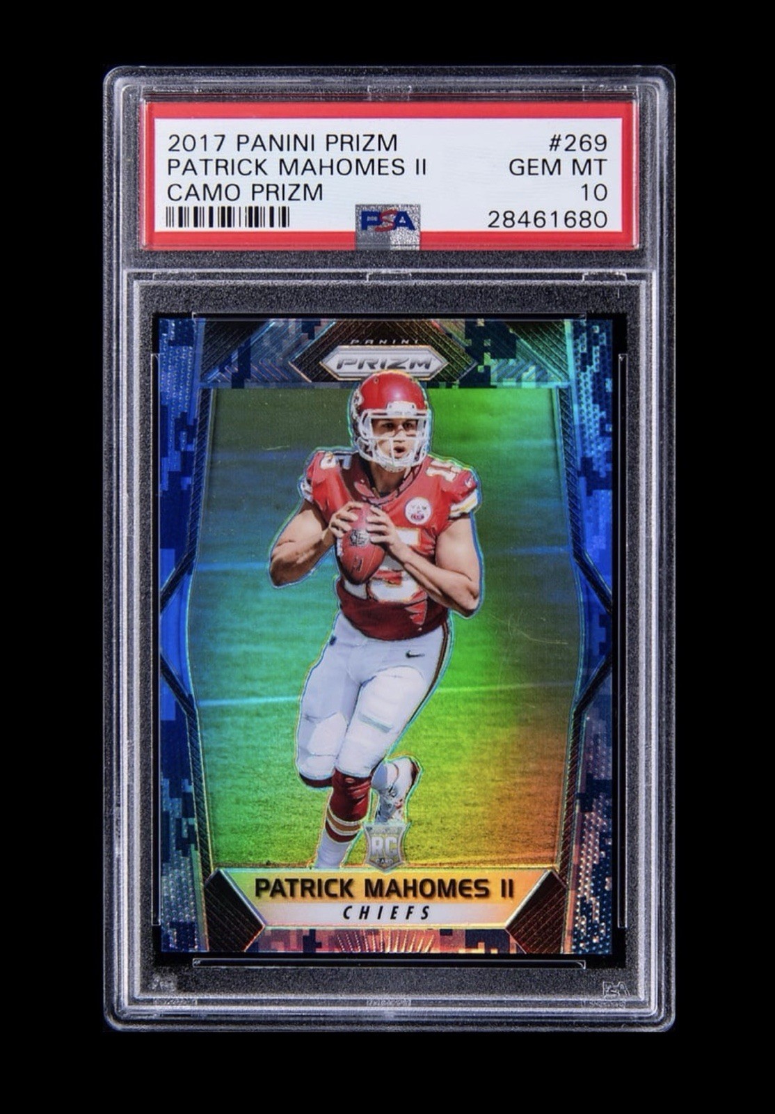 2017 Panini Prizm Patrick Mahomes Camo 15/25 Jersey # PSA 10 RC Rookie