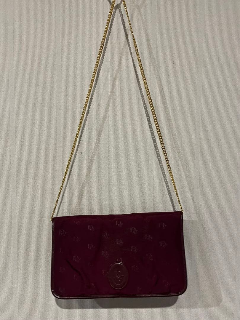 Christian Dior Shoulder Bag Pouch Nylon Genuine Leather Dark Red Authentic thumbnail 14