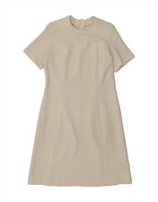 VINTAGE Womens Short Sleeves Basic Dress IT 42 Medium White BZ96