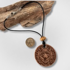 Wolf Head Laser Engraved Wood Car Charm Doubl...