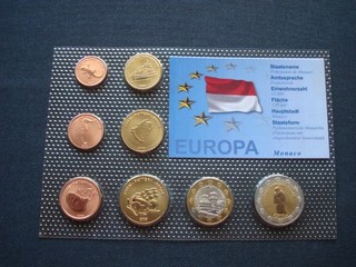 TOP Monaco Euro Proben Kursmünzensatz im Blister! KMS! € Probe!