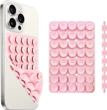 Silicone Suction Cup Phone Case Mount Double Sided, Light Pink 