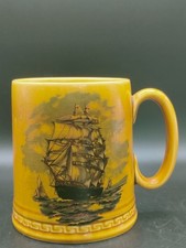 Britannia Designs Mug Sailing Ship Maritime Motif Vintage 12cm Crazed Pottery