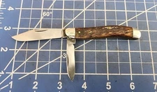 Cattaraugus Serpentine Jack Whittler Pocket Knife Jigged Bone! Double Stamped!!!