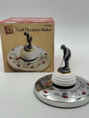Vintage Golfer Pewter Spinning Wheel Decision Maker Golf Ball Player Paperweight